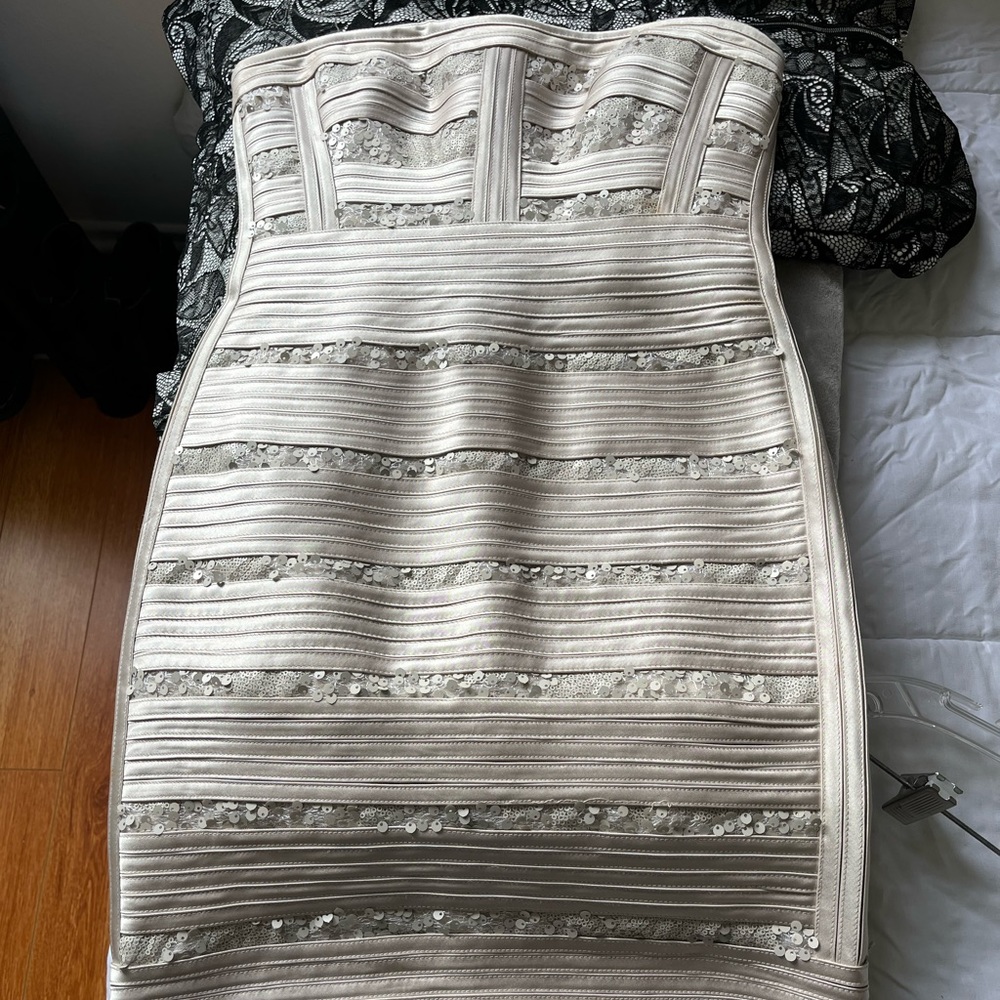 Beautiful light grey/eggshell colored dress!